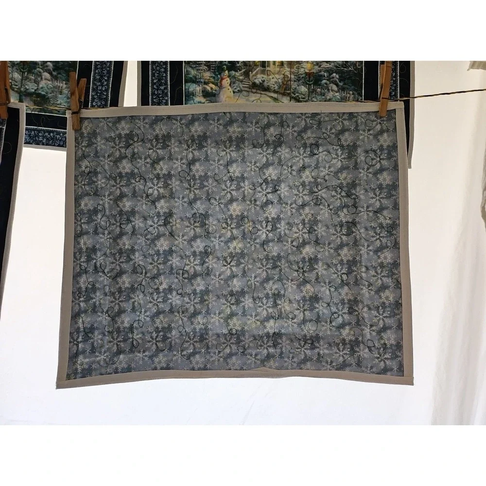 Hand Made placemats, Thomas‎ Kincade print, reversible set of 4